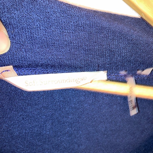 SOFT SURROUNDINGS Assymetrical Cowl Neck Navy Knit Tunic SZ: L - Picture 5 of 6